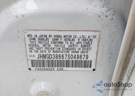 2007 Honda Fit Sport from USA, damaged, VIN JHMGD38667S049679